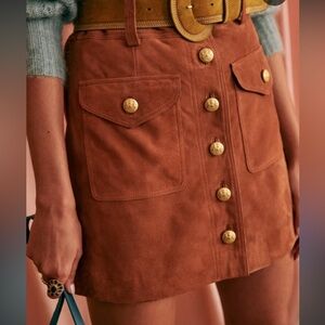 Sezane Goat Leather Bettie Skirt | size 40